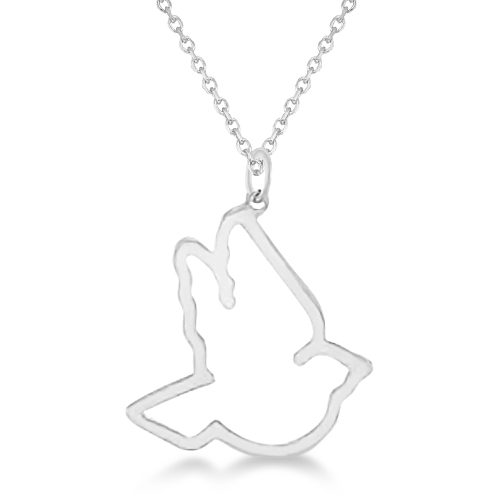 Diamond Dove Pendant Necklace 14k White Gold (0.25ct)