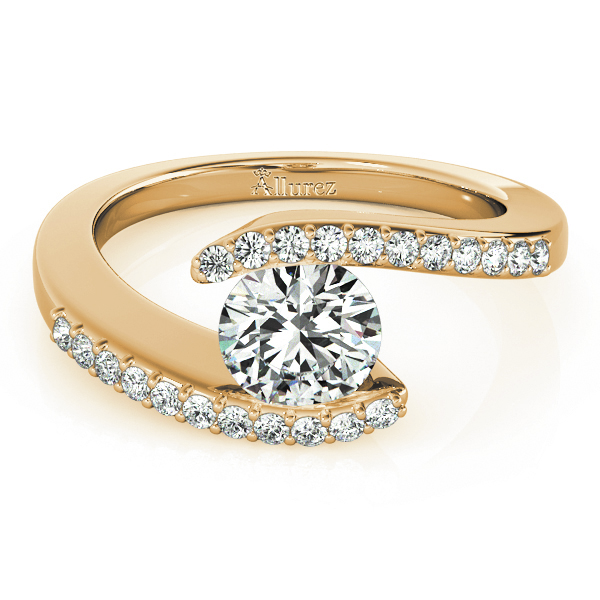Diamond Accented Tension Set Engagement Ring 14k Yellow Gold (0.17ct)