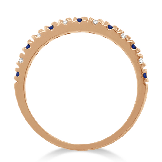 Lab Grown Diamond & Lab Blue Sapphire Ring Guard Stackable Band 14k Rose Gold (0.32ct)