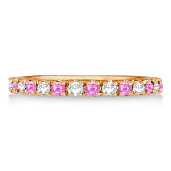 Lab Grown Diamond and Lab Pink Sapphire Ring Guard Stackable 14k Rose Gold (0.32ct)