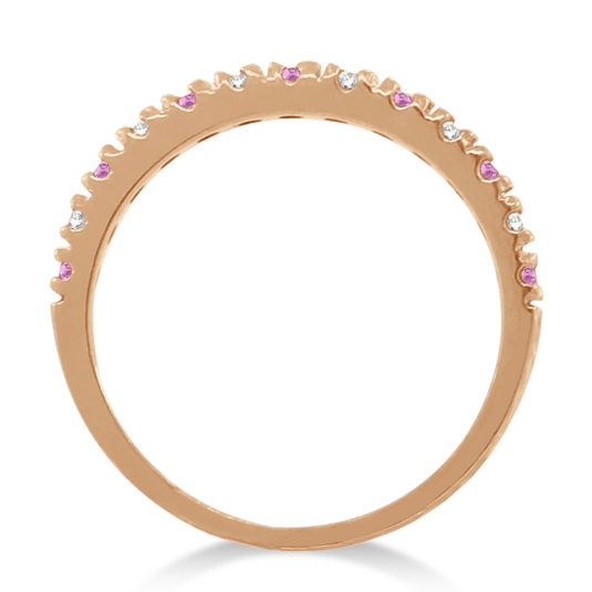 Lab Grown Diamond and Lab Pink Sapphire Ring Guard Stackable 14k Rose Gold (0.32ct)
