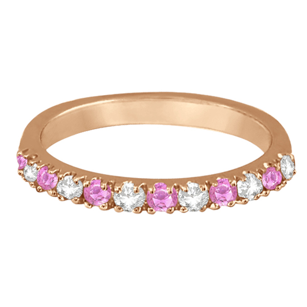 Lab Grown Diamond and Lab Pink Sapphire Ring Guard Stackable 14k Rose Gold (0.32ct)