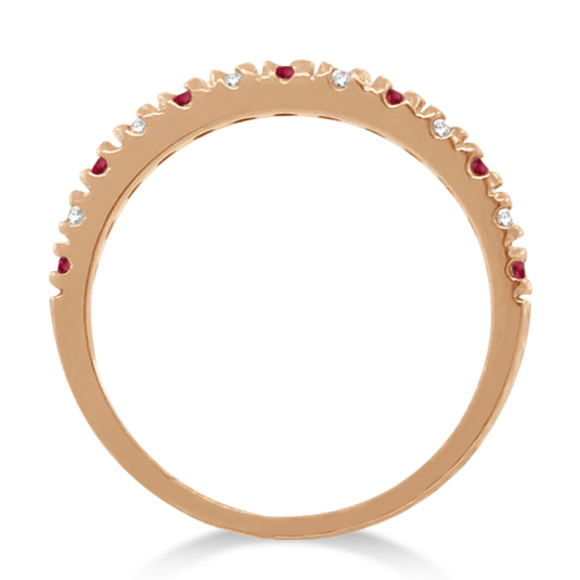 Lab Grown Diamond and Lab Ruby Band Anniversary Ring Guard 14K Rose Gold (0.37ct)