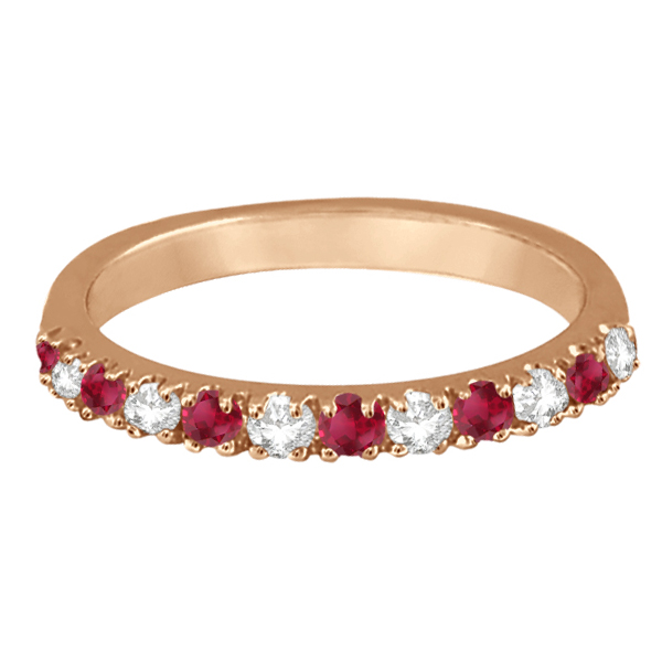 Lab Grown Diamond and Lab Ruby Band Anniversary Ring Guard 14K Rose Gold (0.37ct)
