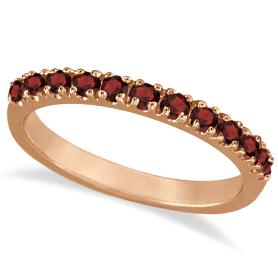Garnet Stackable Ring Guard Band 14K Rose Gold (0.37ct)