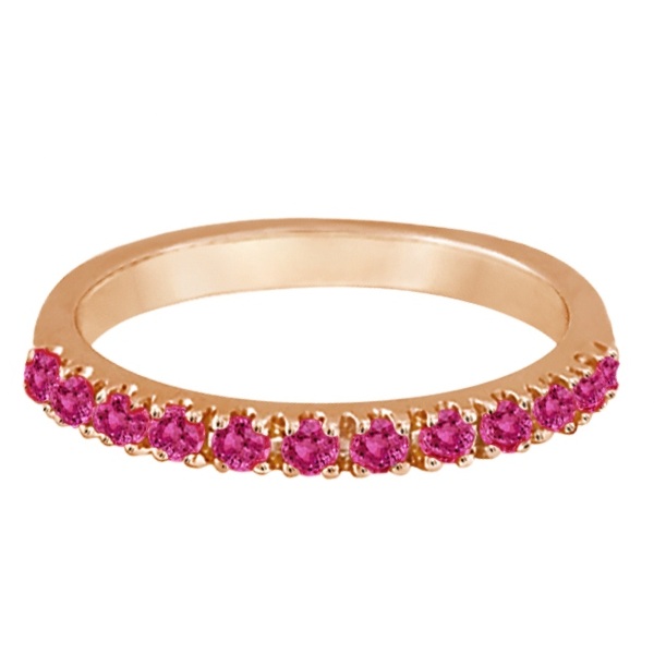 Lab Pink Sapphire Stackable Band Ring Guard in 14k Rose Gold (0.38ct)