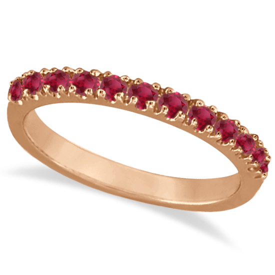 Lab Ruby Stackable Ring Guard Band 14K Rose Gold (0.37ct)