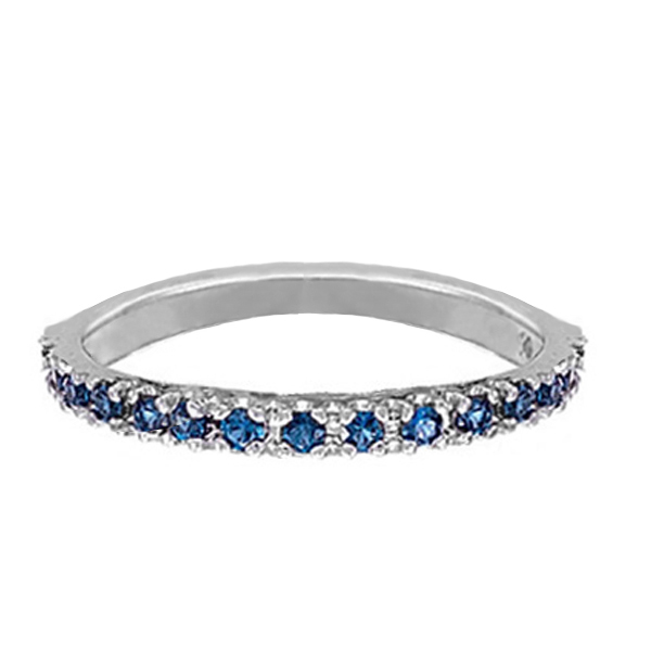 Blue Sapphire Stackable Ring Anniversary Band in Palladium (0.37ct)