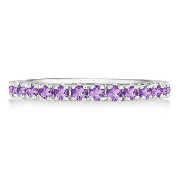 Amethyst Stackable Band Ring Guard in 14k White Gold (0.38ct)