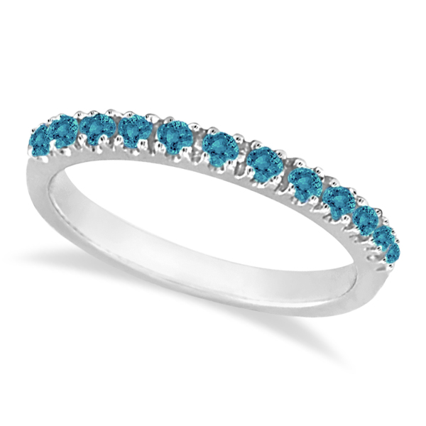 Lab Blue Lab Grown Diamond Stackable Band Ring Guard in 14k White Gold (0.25ct)