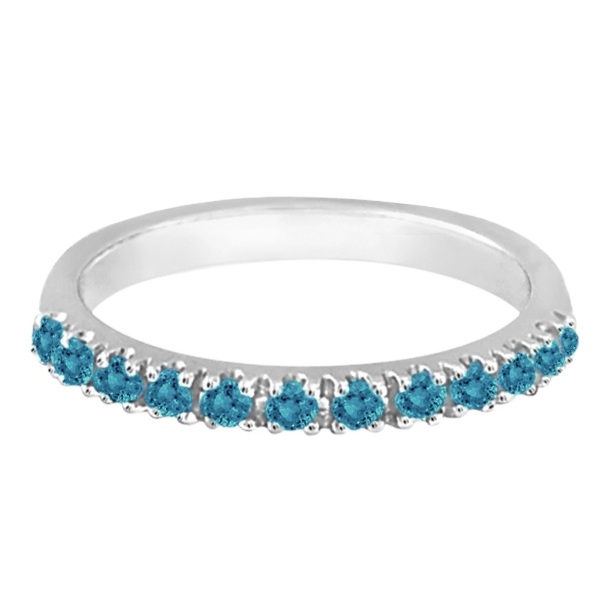 Lab Blue Lab Grown Diamond Stackable Band Ring Guard in 14k White Gold (0.25ct)