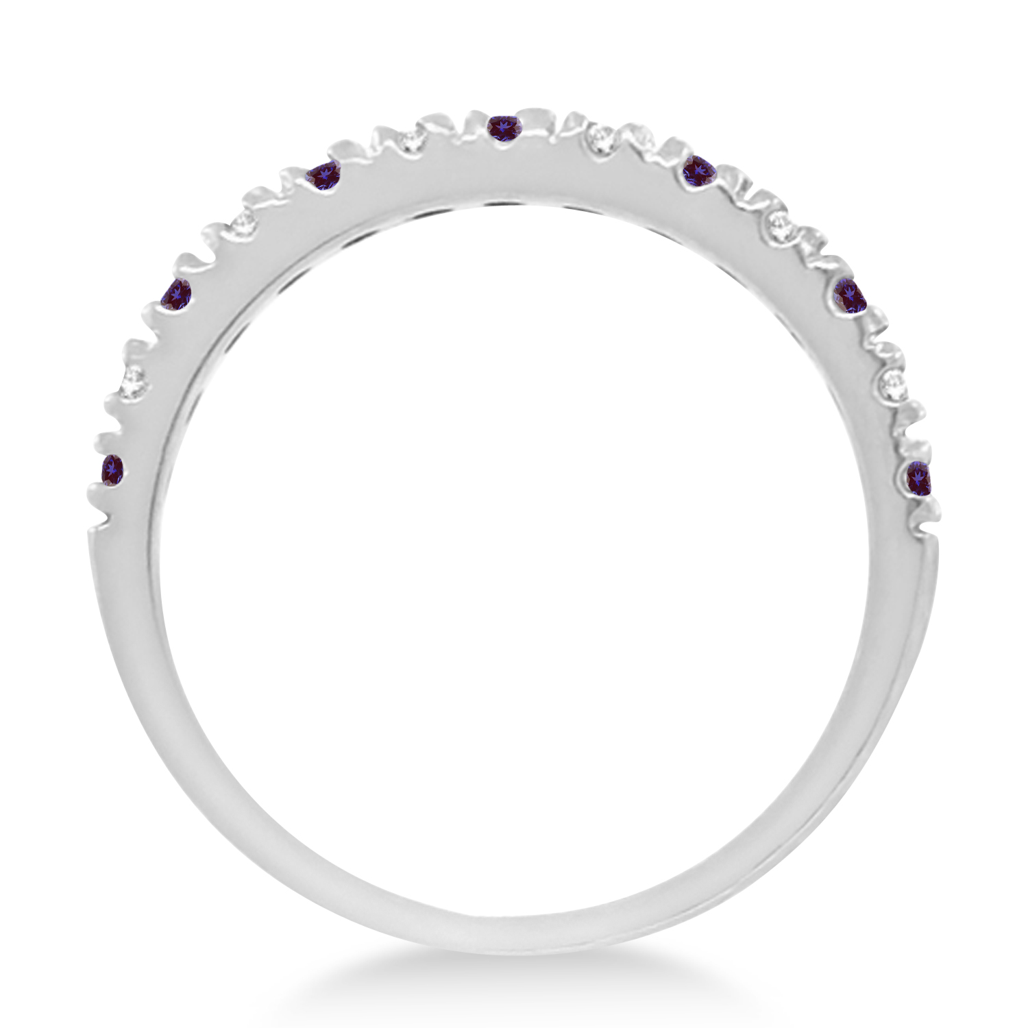 Diamond and Lab Alexandrite Ring Guard Stackable Band 14K White Gold (0.37ct)