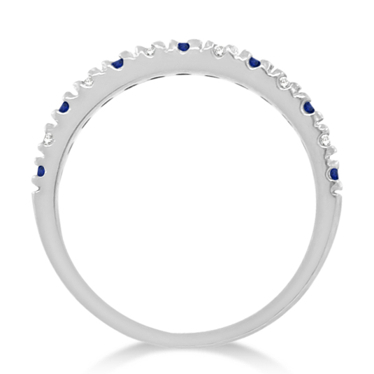 Lab Grown Diamond and Lab Blue Sapphire Ring Anniversary Band 14k White Gold (0.32ct)