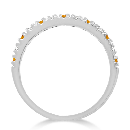 Diamond and Citrine Ring Guard Stackable Band 14k White Gold (0.32ct)