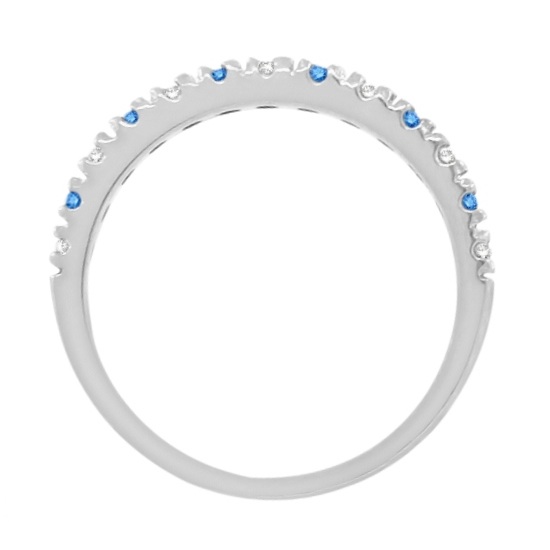 Blue & Lab White Diamond Stackable Ring Band 14k White Gold (0.25ct)