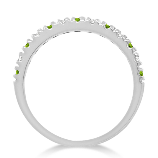 Diamond and Peridot Ring Guard Anniversary Ring 14k White Gold (0.32ct)