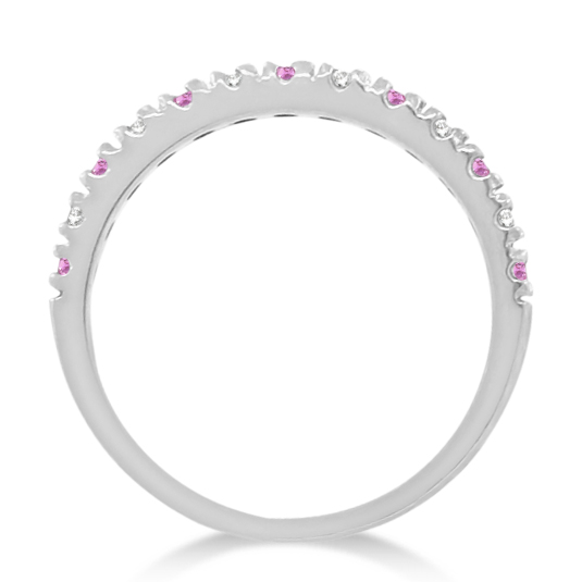 Lab Grown Diamond and Lab Pink Sapphire Ring Guard Stackable 14k White Gold (0.32ct)