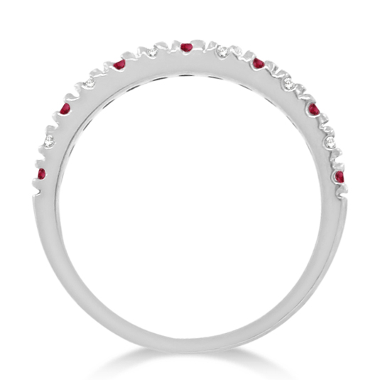 Lab Grown Diamond and Lab Ruby Ring Guard Anniversary Band 14K White Gold (0.32ct)