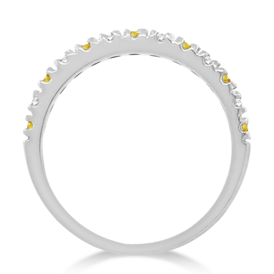 Lab Grown Diamond and Lab Yellow Sapphire Ring Stackable Band 14k White Gold (0.32ct)
