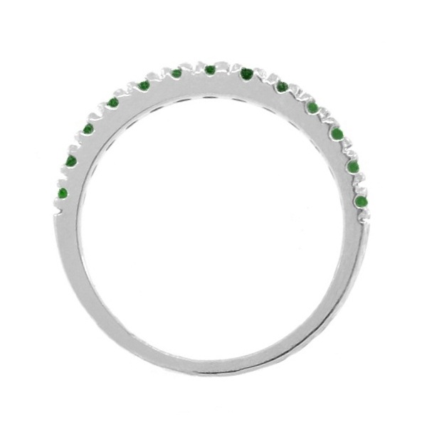 Lab Emerald Semi-Eternity Band Stackable Ring in 14K White Gold (0.38ct)