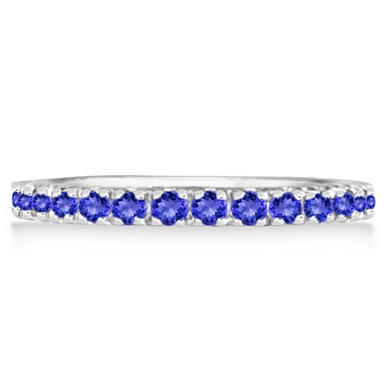 Tanzanite Stackable Band Anniversary Ring Guard 14k White Gold (0.38ct)