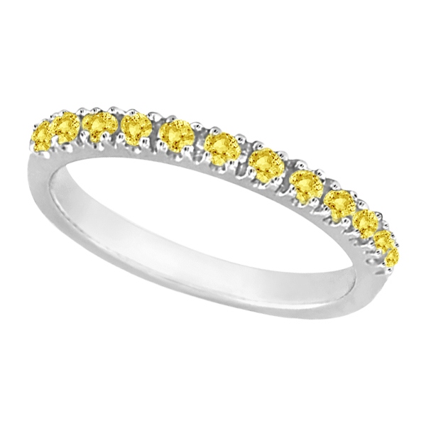 Yellow Canary Lab Grown Diamond Stackable Ring Band 14k White Gold (0.25 ct)