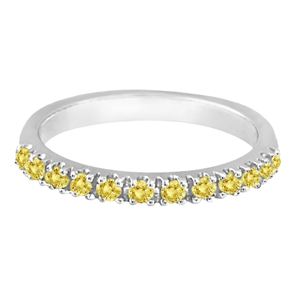 Yellow Canary Diamond Stackable Ring Band 14k White Gold (0.25 ct)