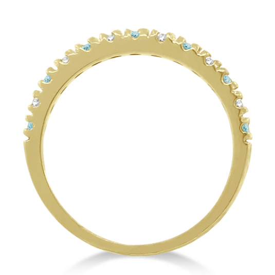 Diamond & Aquamarine Ring Guard Stackable Band 14k Yellow Gold (0.32ct)