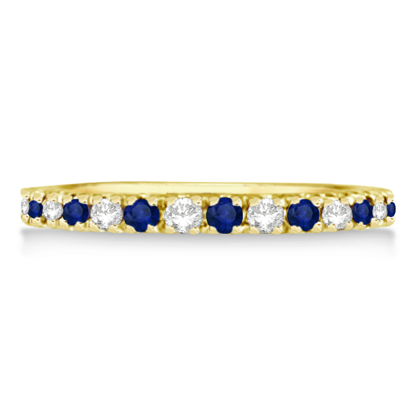 Lab Grown Diamond & Lab Blue Sapphire Ring Anniversary Band 14k Yellow Gold (0.32ct)