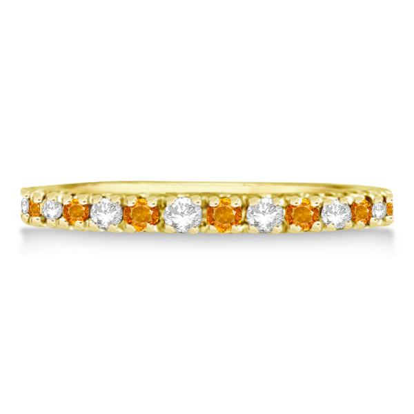 Diamond and Citrine Ring Guard Stackable Band 14k Yellow Gold (0.32ct)
