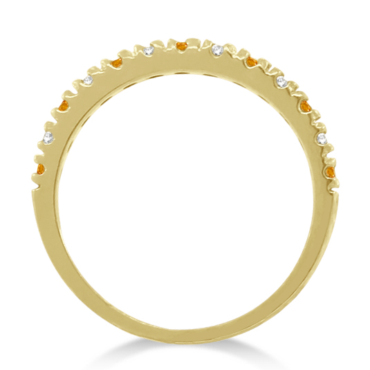 Diamond and Citrine Ring Guard Stackable Band 14k Yellow Gold (0.32ct)