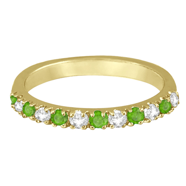 Diamond and Emerald Band Stackable Ring Guard 14k Yellow Gold (0.32ct)