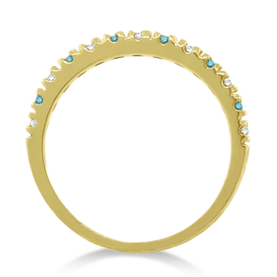 Blue & Lab White Diamond Stackable Ring Band 14k Yellow Gold (0.25ct)