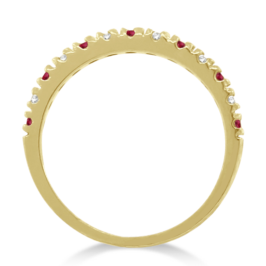 Diamond and Ruby Ring Guard Stackable Band 14K Yellow Gold (0.37ct)
