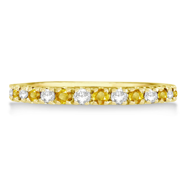 Diamond and Yellow Sapphire Ring Stackable Band14k Yellow Gold (0.32ct)