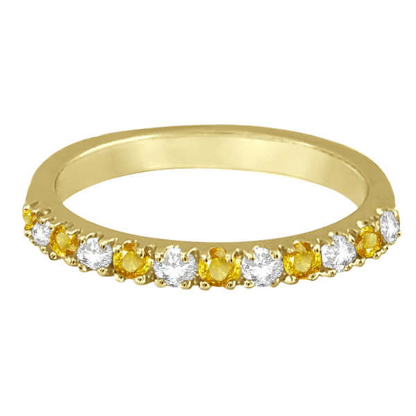 Diamond and Yellow Sapphire Ring Stackable Band14k Yellow Gold (0.32ct)