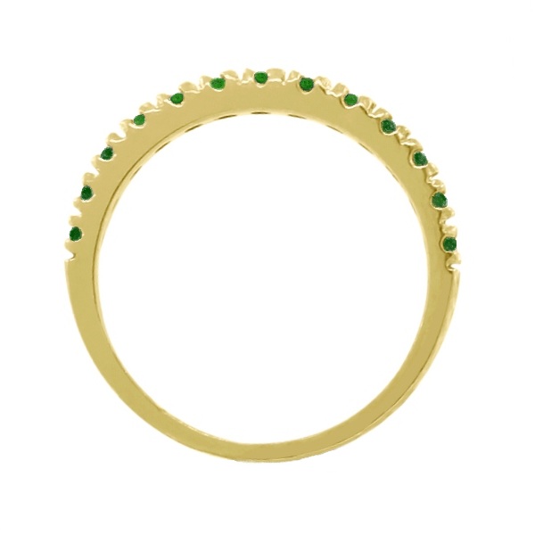 Lab Emerald Semi-Eternity Band Stackable Ring 14K Yellow Gold (0.38 ct)
