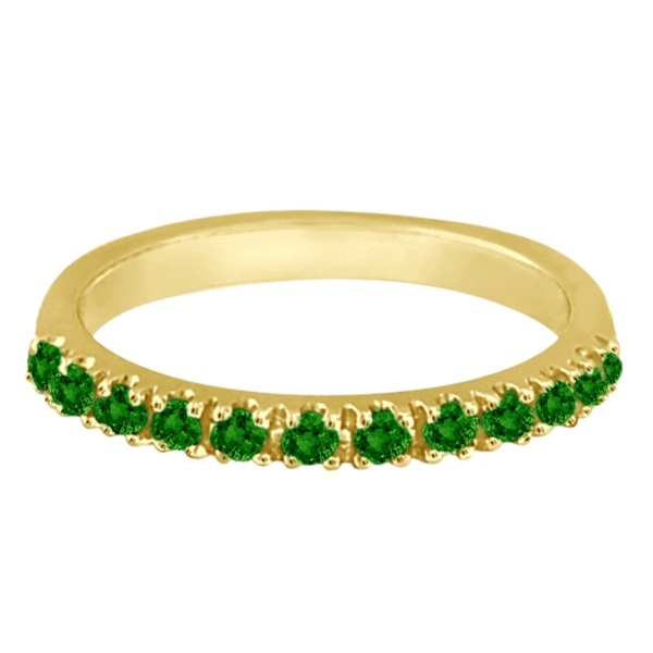 Emerald Semi-Eternity Band Stackable Ring 14K Yellow Gold (0.38 ct)