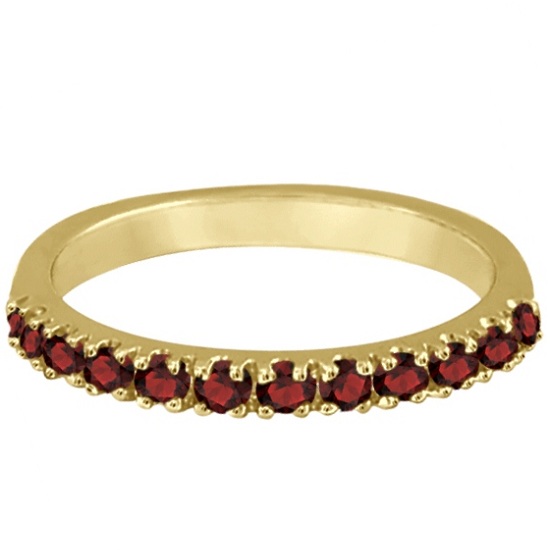 Garnet Stackable Ring Guard Band 14K Yellow Gold (0.37ct)