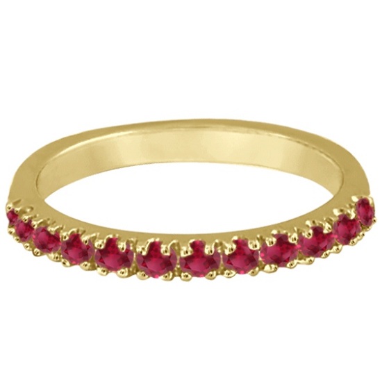 Lab Ruby Stackable Ring Guard Band 14K Yellow Gold (0.37ct)