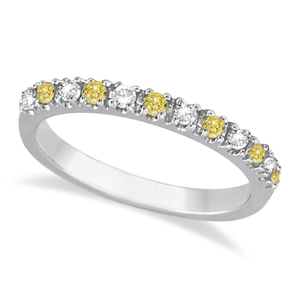 Yellow Canary & Lab White Diamond Stackable Ring Band 14k Gold (0.25ct)