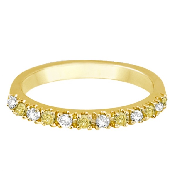 Yellow Canary & Lab White Diamond Stackable Ring Band 14k Gold (0.25ct)