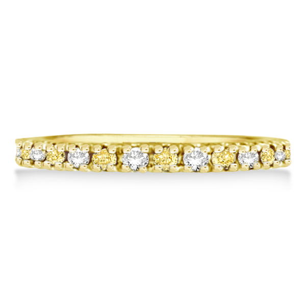 Yellow Canary & Lab White Diamond Stackable Ring Band 14k Gold (0.25ct)