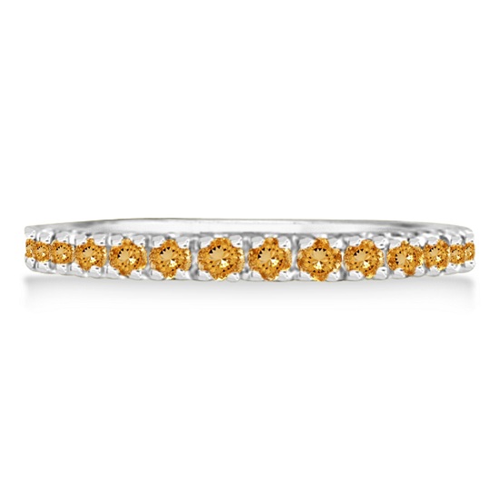 Citrine Eternity Stackable Ring Band 14K White Gold (0.75ct)