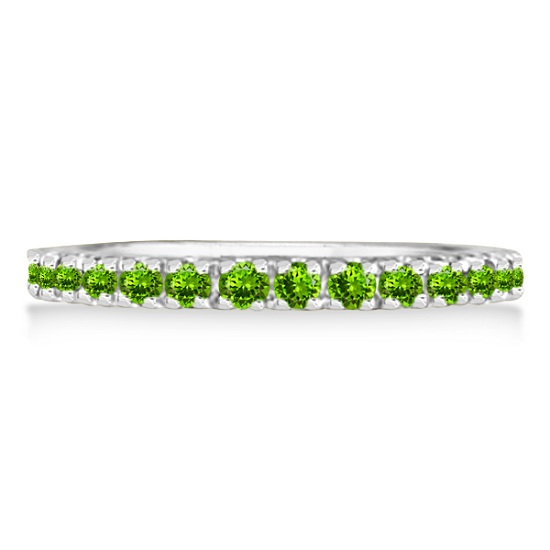 Peridot Eternity Stackable Ring Band 14K White Gold (0.75ct)