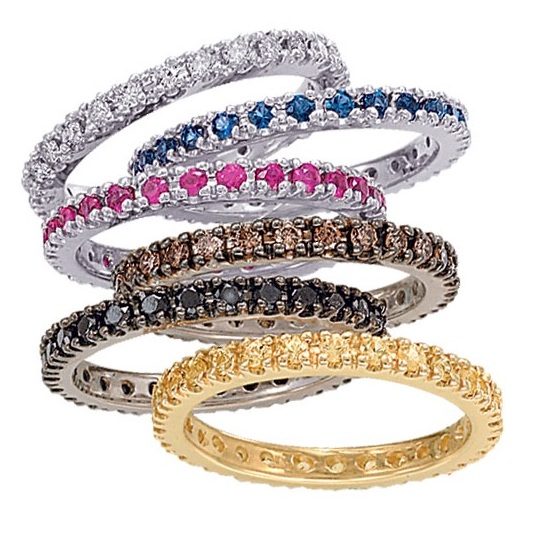 Peridot Eternity Stackable Ring Band 14K White Gold (0.75ct)