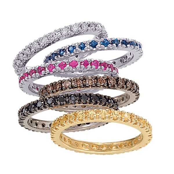 Ruby Eternity Band Stackable Ring 14K White Gold (0.50ct)