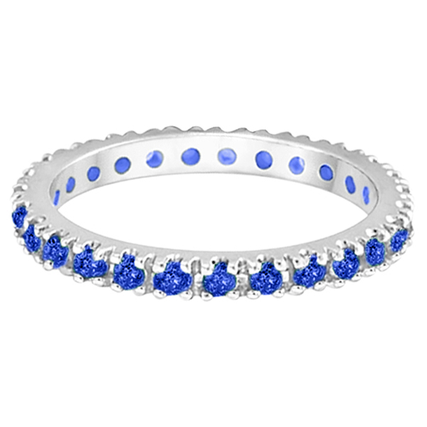 Blue Sapphire Eternity Stackable Band Wedding Ring Palladium (0.50ct)