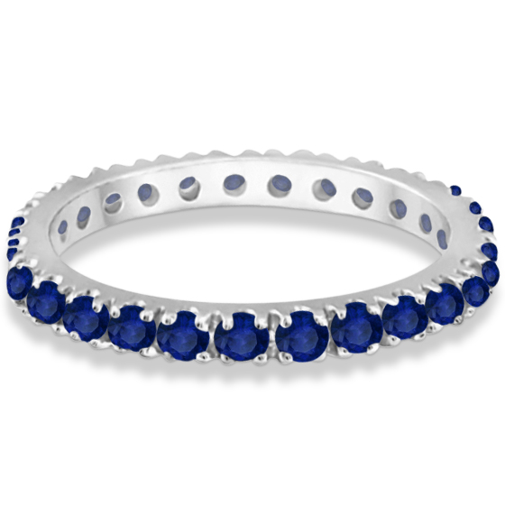 Blue Sapphire Eternity Band Wedding Ring 14K White Gold (0.50ct)