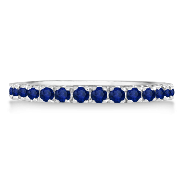 Blue Sapphire Eternity Band Wedding Ring 14K White Gold (0.50ct)